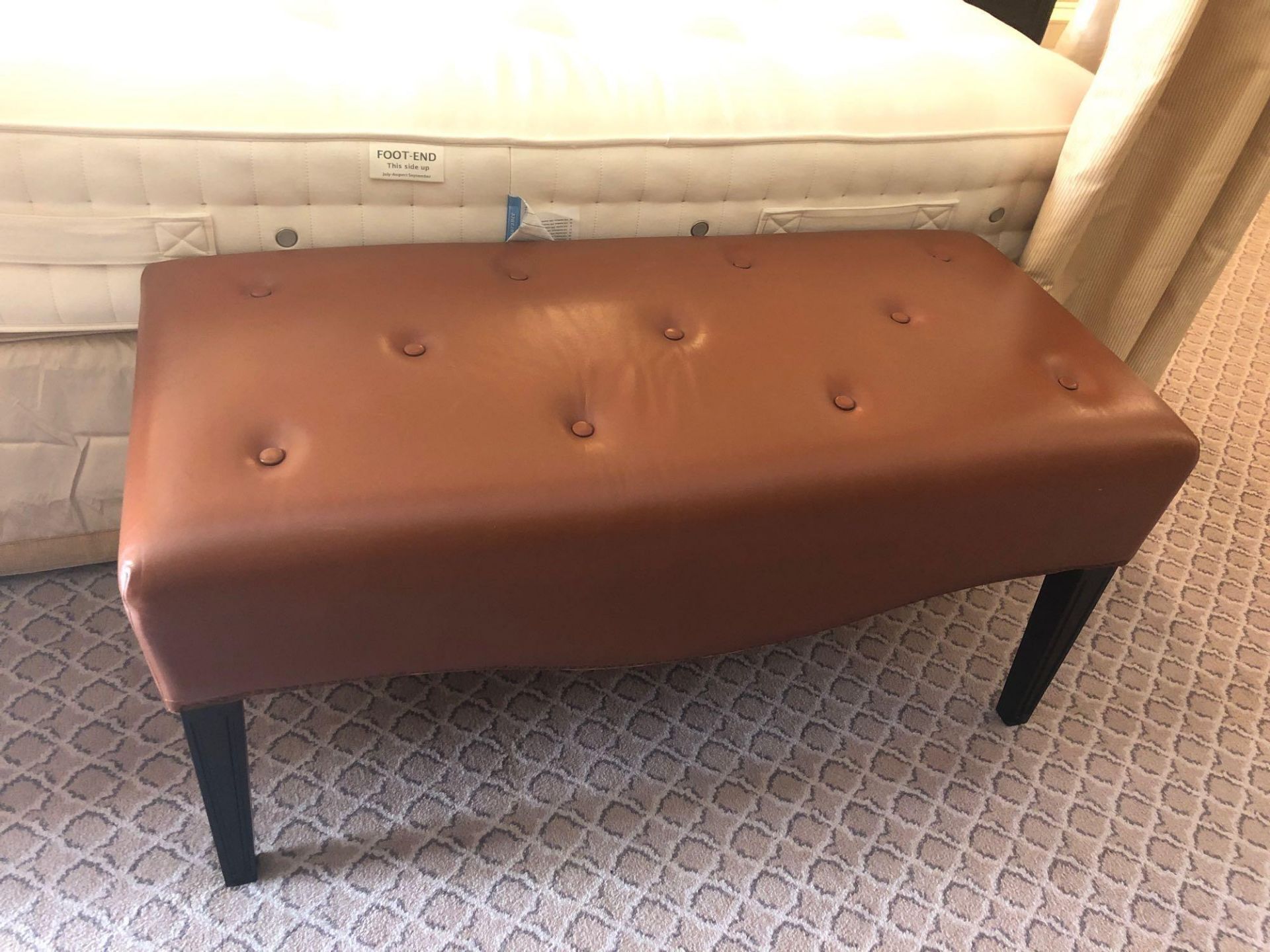 Tufted Leather Bench With Scrolled Apron 100 x 46 x 47cm (Room 209)