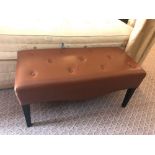 Tufted Leather Bench With Scrolled Apron 100 x 46 x 47cm (Room 209)