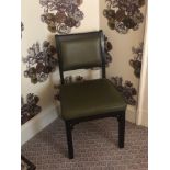 A Leather Side Chair With Green Pad And Back Rest 48 x 48 x 85cm (Room 220)