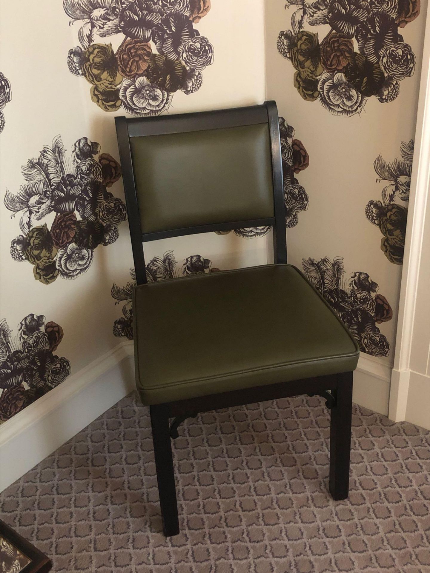 A Leather Side Chair With Green Pad And Back Rest 48 x 48 x 85cm (Room 220)