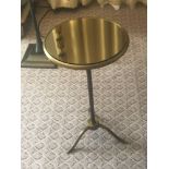 A Brass Tripod Base With Mirrored Top Side Table 32cm (Room 217/8)