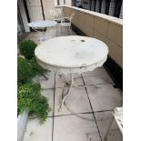 A Cast Metal White Painted Solid Top Bistro Table 50 x 70cm (Room 106)