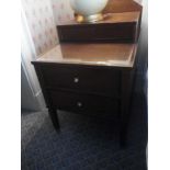 A Pair Of Two Tier Bedside Nightstands With Antiqued Plate Top With Storage Compartments Mounted