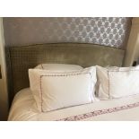 Headboard, Handcrafted With Nail Trim And Padded Textured Woven Upholstery (Room 231)