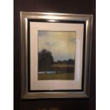 Lithograph Print Park Scene With 5 Figures Framed 80 x 60cm (Room 221)