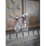 2 x Glass Perfume Bottles With Glass And Brass Stoppers (Room 104)