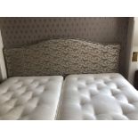 Headboard, Handcrafted With Nail Trim And Padded Textured Woven Upholstery (Room 237)