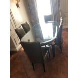 Regency Style Mahogany Dining Table with 6 x Dining Chairs Art Deco Style Apron With A Gold Accent