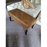 Tufted Leather Bench With Scrolled Apron 100 x 46 x 47cm (Room 206/7