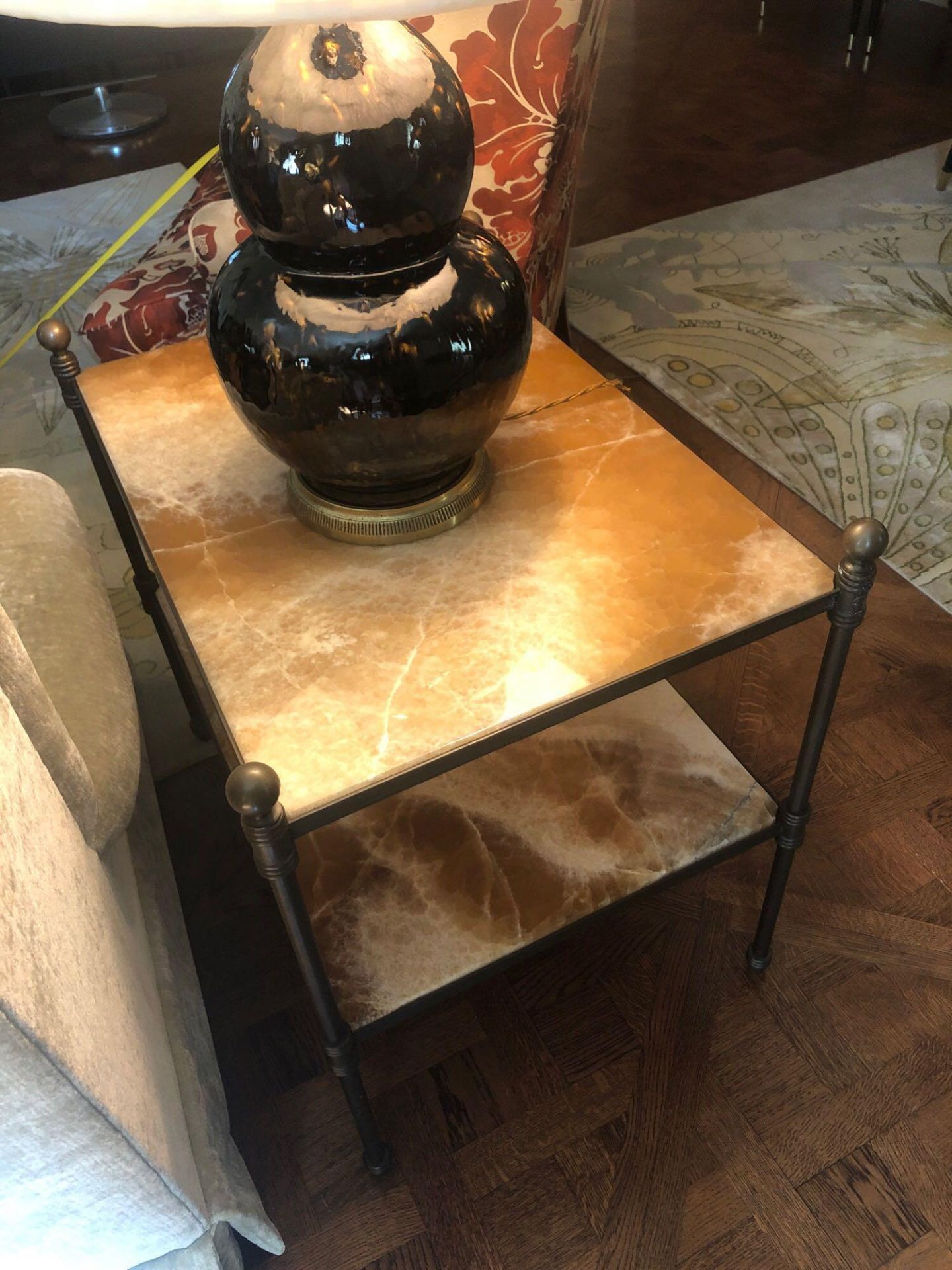 A Marble And Bronze Two Tier Side Table On Cast Frame (Room 217/8)