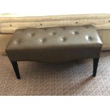 Tufted Leather Bench With Scrolled Apron 100 x 46 x 47cm (Room 239)