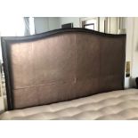 Headboard, Handcrafted With Nail Trim And Padded Textured Woven Upholstery (Room 205)