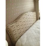 Headboard, Handcrafted With Nail Trim And Padded Textured Woven Upholstery (Room 137)