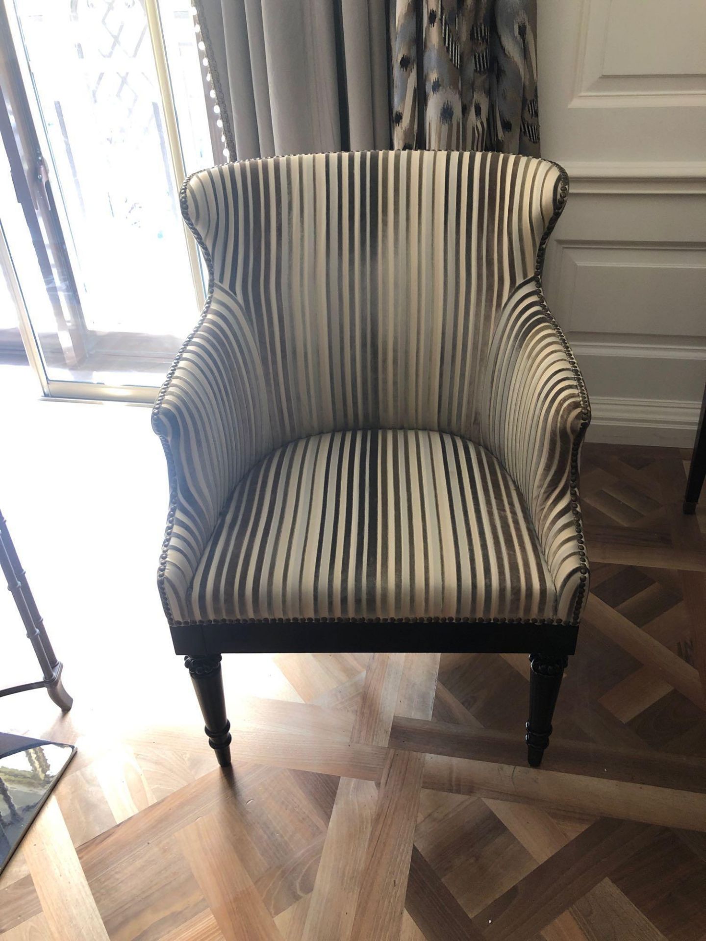 Accent Chair In Upholstered Striped Fabric 65 x 49 x 84cm (Room 204)