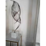 Decorative Metal Wire Sculpture On Honed Marble Base 81cm Made In China (Room 102)