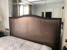 Headboard, Handcrafted With Nail Trim And Padded Textured Woven Upholstery (Room 203)