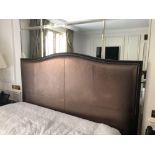 Headboard, Handcrafted With Nail Trim And Padded Textured Woven Upholstery (Room 203)