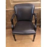 Desk Chair Upholstered Leather Open Armchair Studded Pin Detail 50 x 55 x 91cm (Room 210)