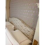 Headboard, Handcrafted With Nail Trim And Padded Textured Woven Upholstery (Room 123)