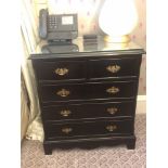 A Pair Of Five Drawer Chests Featuring A Moulded Top Over A Frieze Of Five Beaded Drawers Each