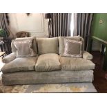 A Classic Three Seater Beige Upholstered Sofa Complete With Scatter Cushions 190 x 94 x 88cm (Room
