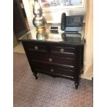 A Pair Four Drawer Mirrored Top Commode Chests Raised Above The Mottled Frieze Are Four Drawers Each