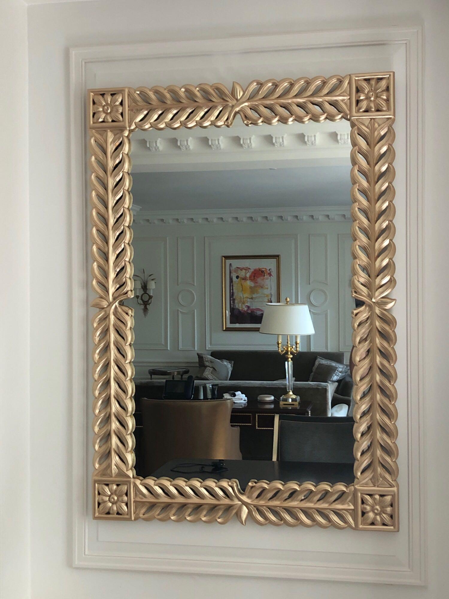 A Gold Heavily Carved Rectangular Accent Mirror 180 x 115cm (Room 202)