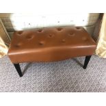 Tufted Leather Bench With Scrolled Apron 100 x 46 x 47cm (Room 127)