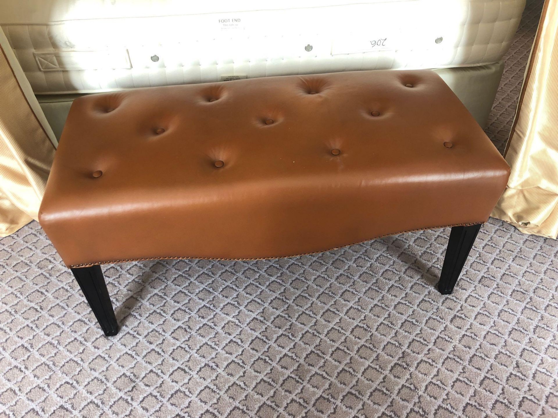 Tufted Leather Bench With Scrolled Apron 100 x 46 x 47cm (Room 127)