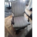 Accent Chair In Upholstered Striped Fabric 64 x 49 x 84cm Mounted On A Swivel Base (Room 102)