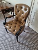 A Leather Tufted Armchair With Chesterfield Style Button And Stud Detail 60 x 63 x 95cm (Room 202