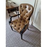 A Leather Tufted Armchair With Chesterfield Style Button And Stud Detail 60 x 63 x 95cm (Room 202