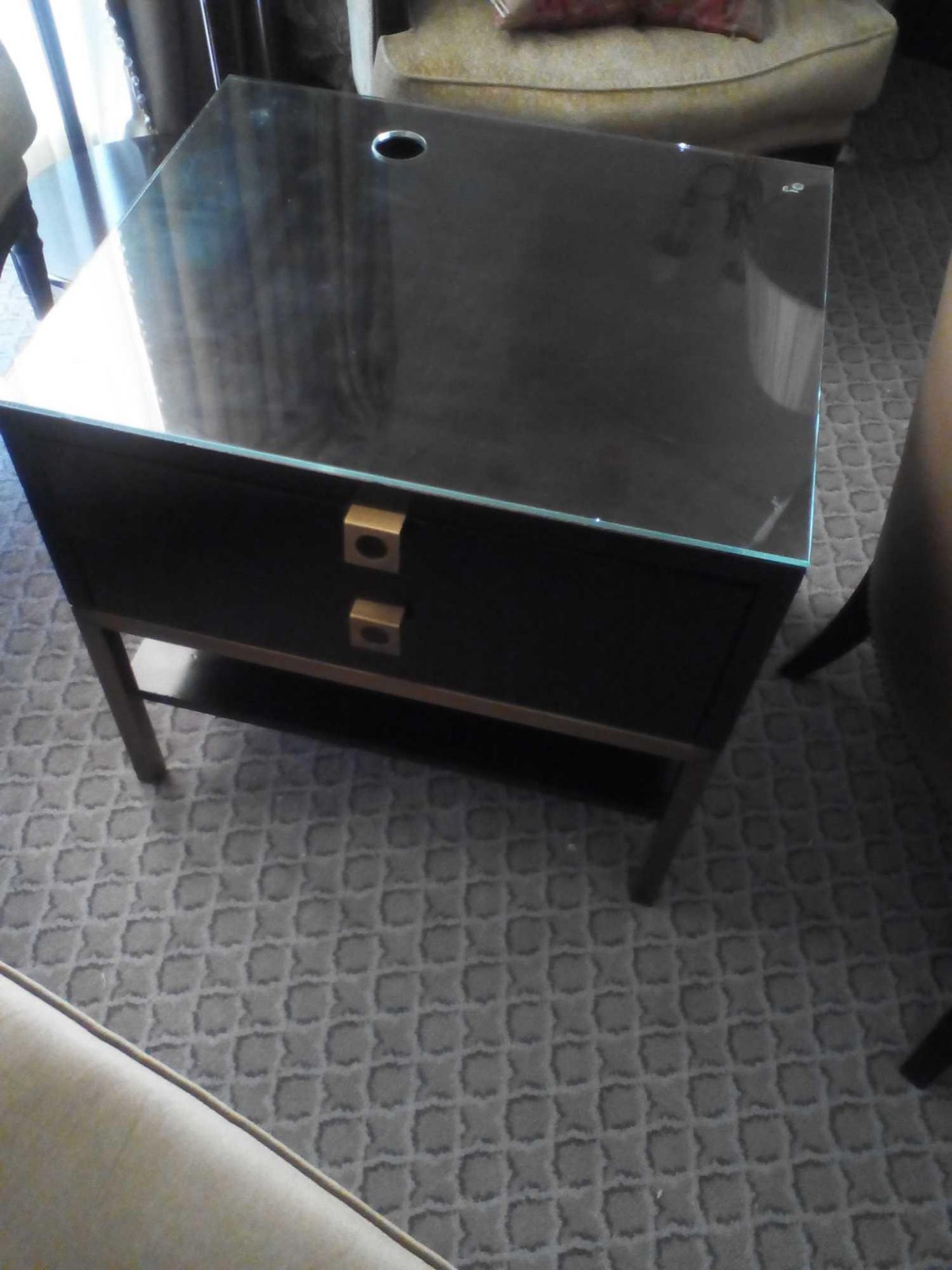 A Pair Of Two Drawer Bedside Tables Bronze Base 60 x 50 x 58 (Room 105) - Image 3 of 4