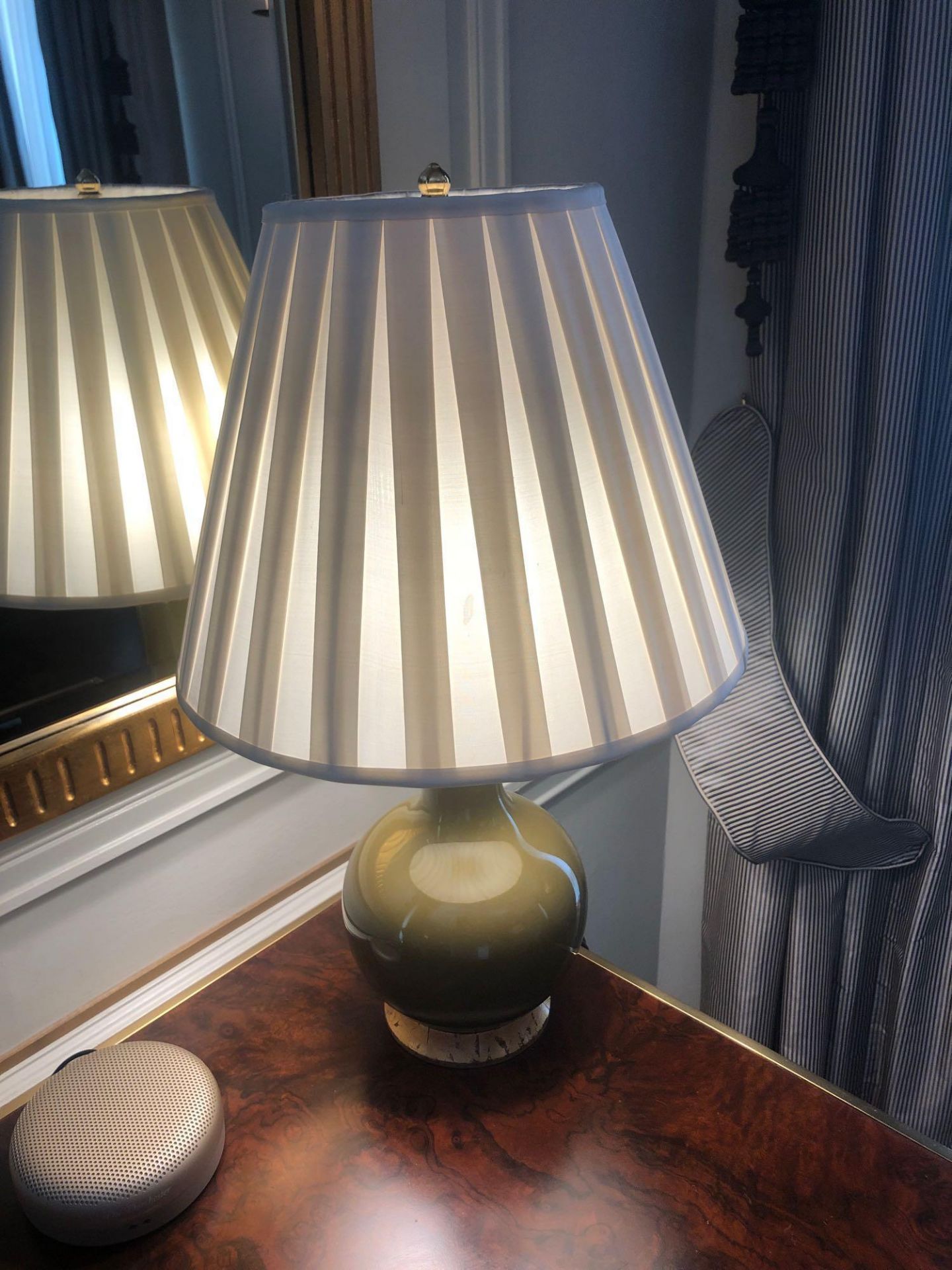 Heathfield And Co Gould Glazed Ceramic Table Lamp Twin Light With Cream Shade 58cm (Room 217/8)
