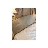 Headboard, Handcrafted With Nail Trim And Padded Textured Woven Upholstery No Canopy ( Room 121)