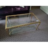 A Rectangular Coffee Table Polished Brass Frame With Clear Glass Top 110 x 60 x 58cm ( Room 232)