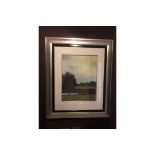 Lithograph Print Park Scene With 5 Figures Framed 80 x 60cm ( Room 121)