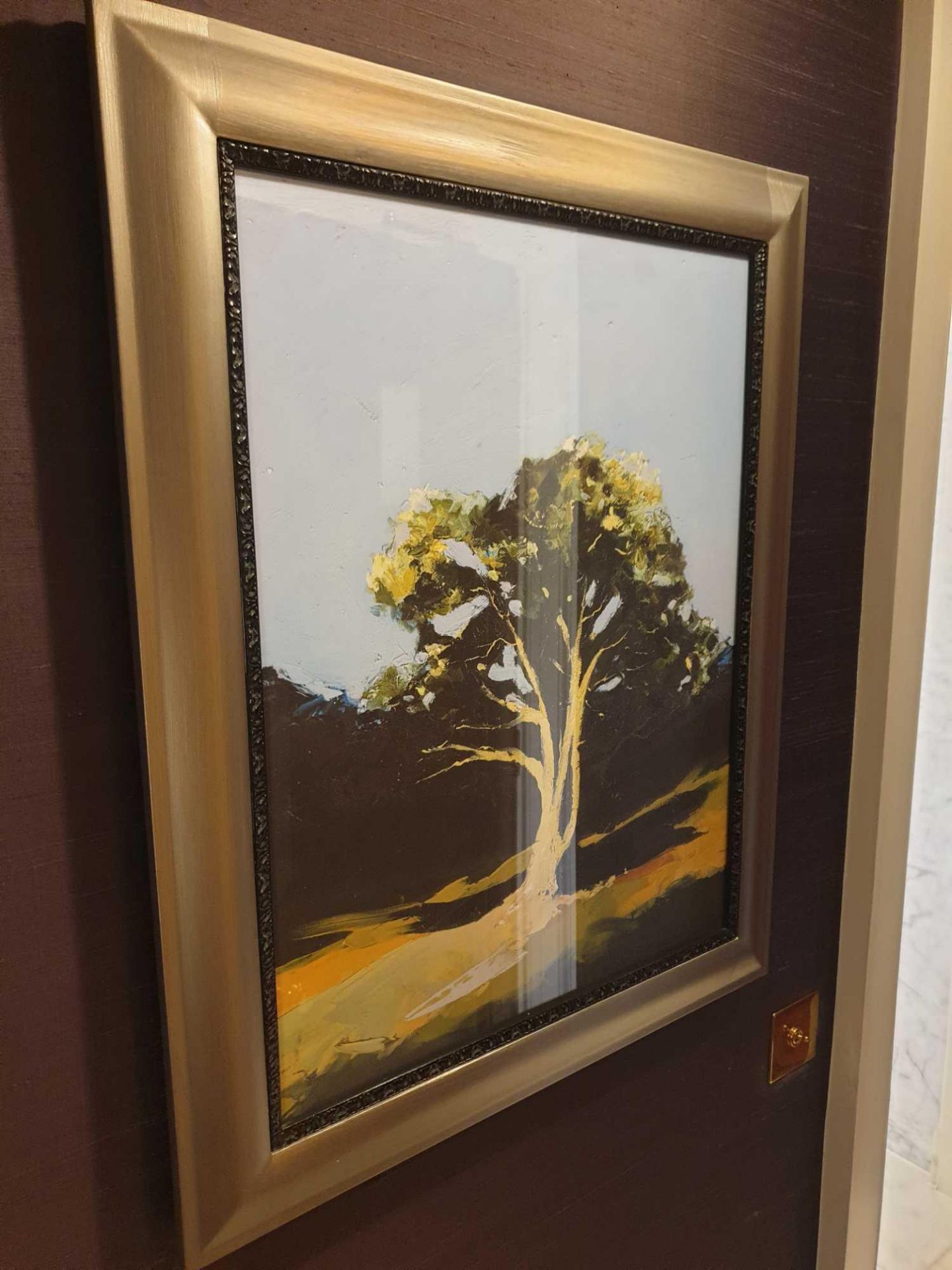 Landscape Lithograph Print Framed Depicting A Tree 62 x 76cm (Room 141)