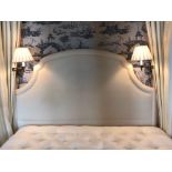 Headboard, Handcrafted With Nail Trim And Padded Textured Woven Upholstery (Room 206/7)