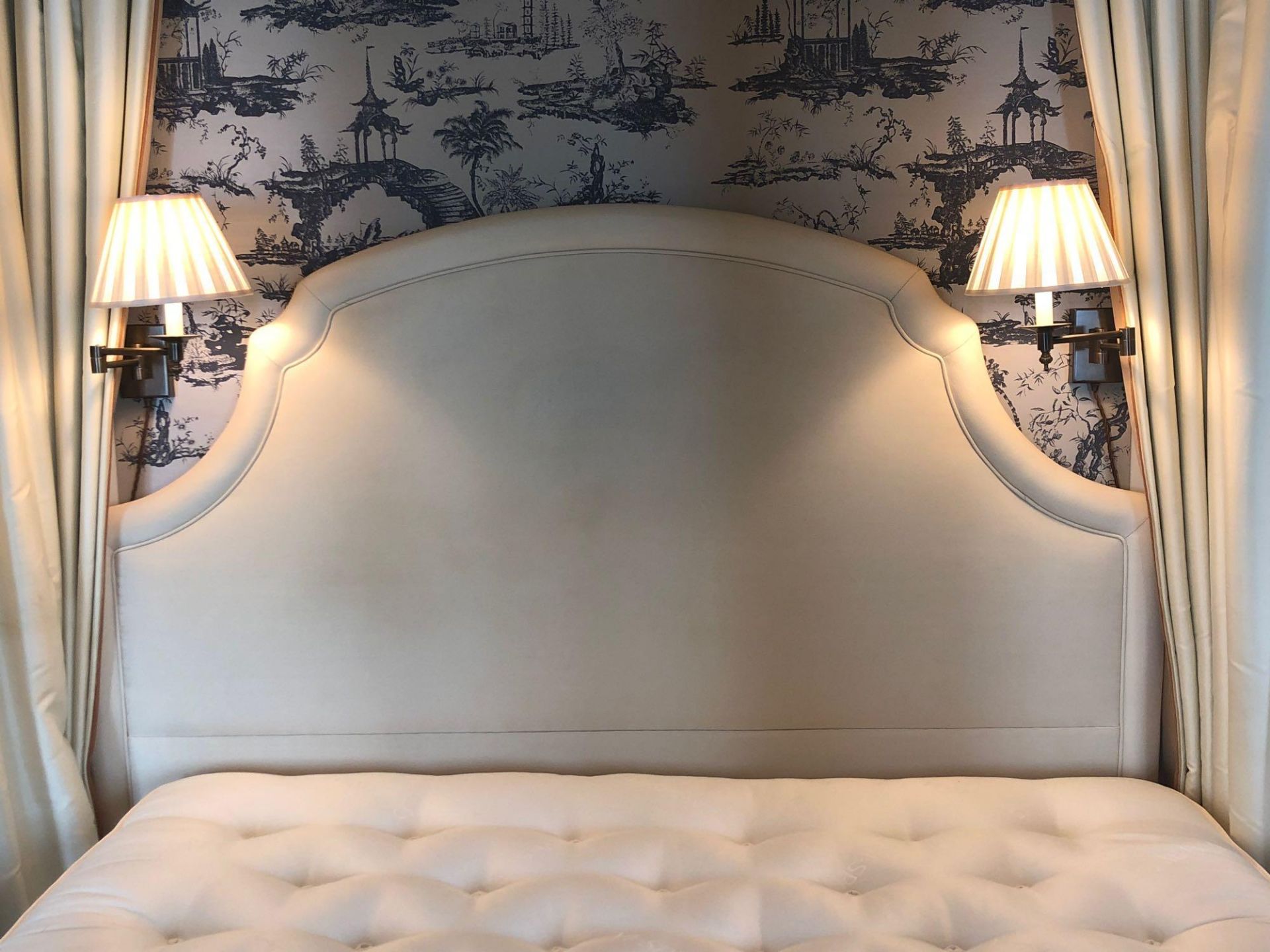 Headboard, Handcrafted With Nail Trim And Padded Textured Woven Upholstery (Room 206/7)