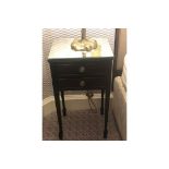 A Pair Of Tall Bedside Tables Featuring Two Drawers With A Mirrored Top Surface On Tapered Legs 34 x