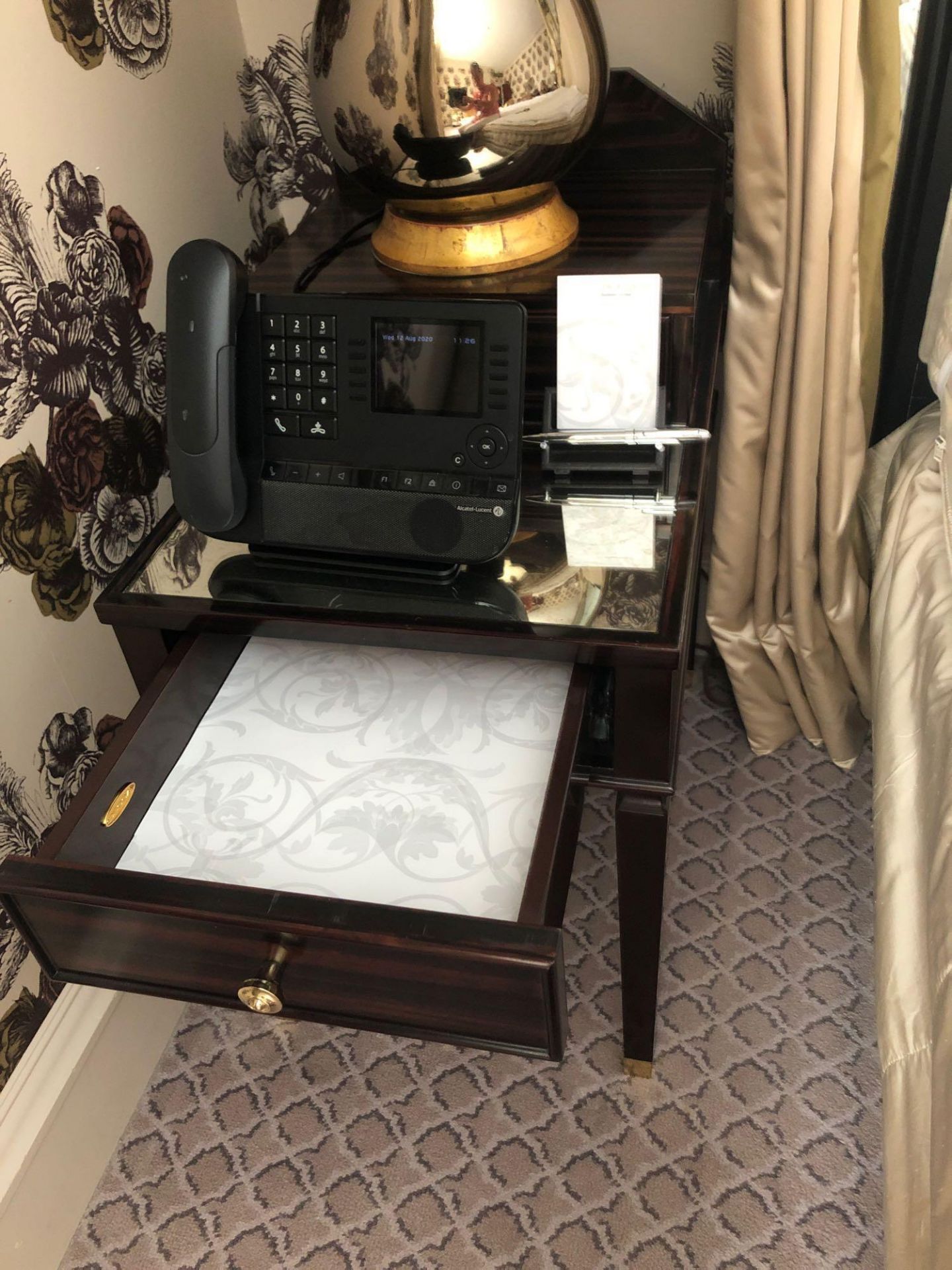 A Pair Of Two Tier Bedside Nightstands With Antiqued Plate Top With Storage Compartments Mounted - Image 2 of 3