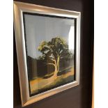 Landscape Lithograph Print Framed Depicting A Tree 62 x 76cm (Room 127)