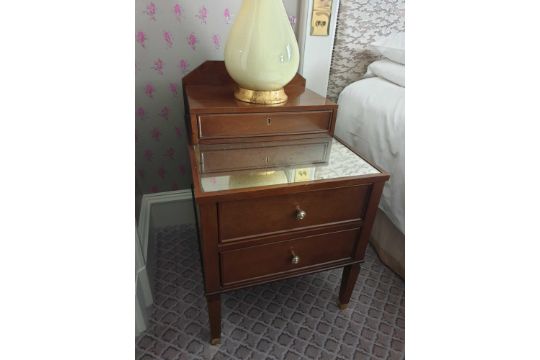 A Pair Of Two Tier Bedside Nightstands With Antiqued Plate Top With Storage Compartments Mounted - Image 3 of 3