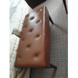 Tufted Leather Bench With Scrolled Apron 100 x 46 x 47cm (Room 137)