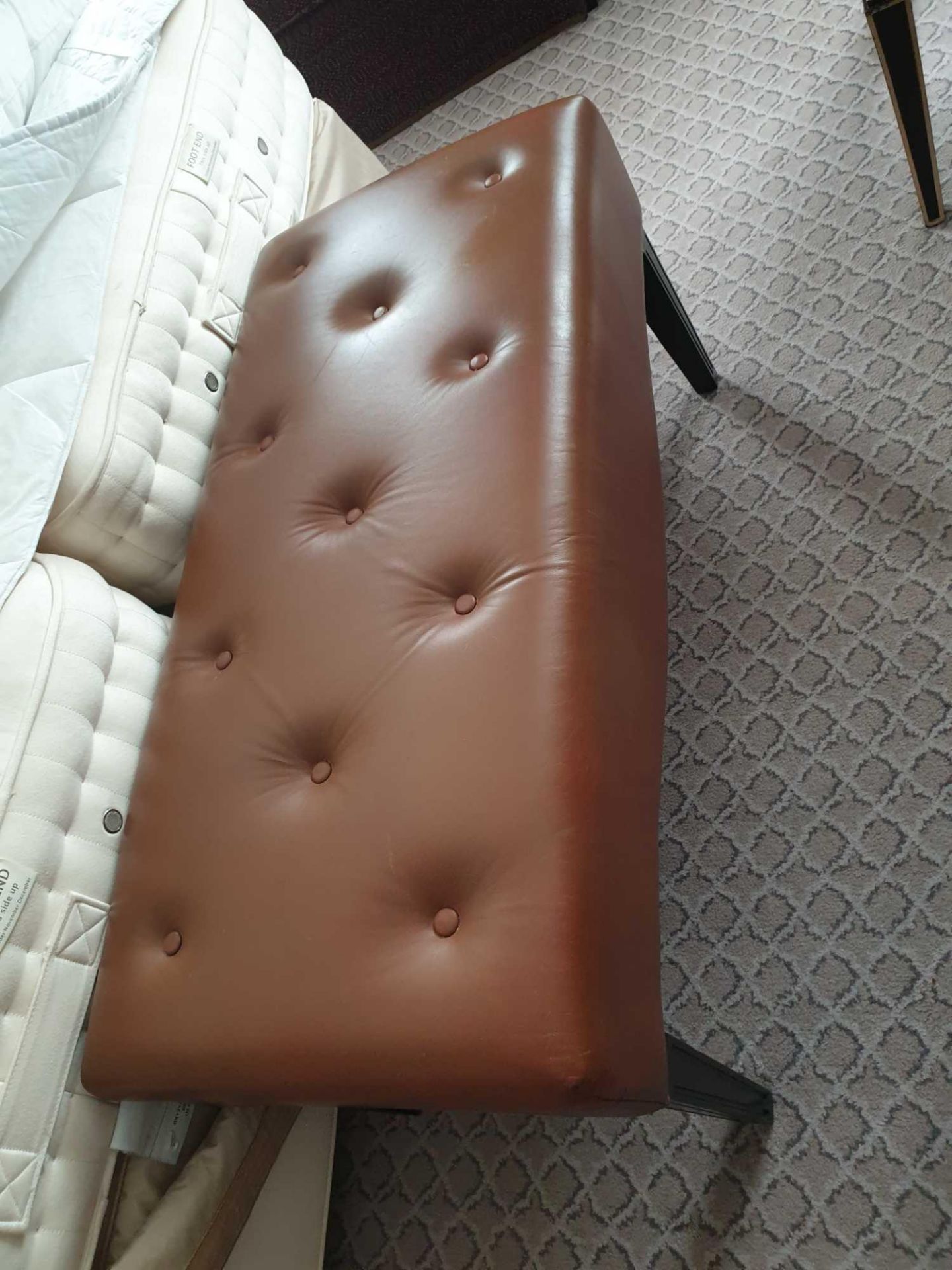 Tufted Leather Bench With Scrolled Apron 100 x 46 x 47cm (Room 137)