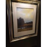 Lithograph Print Park Scene With 5 Figures Framed 80 x 60cm (Room 131)