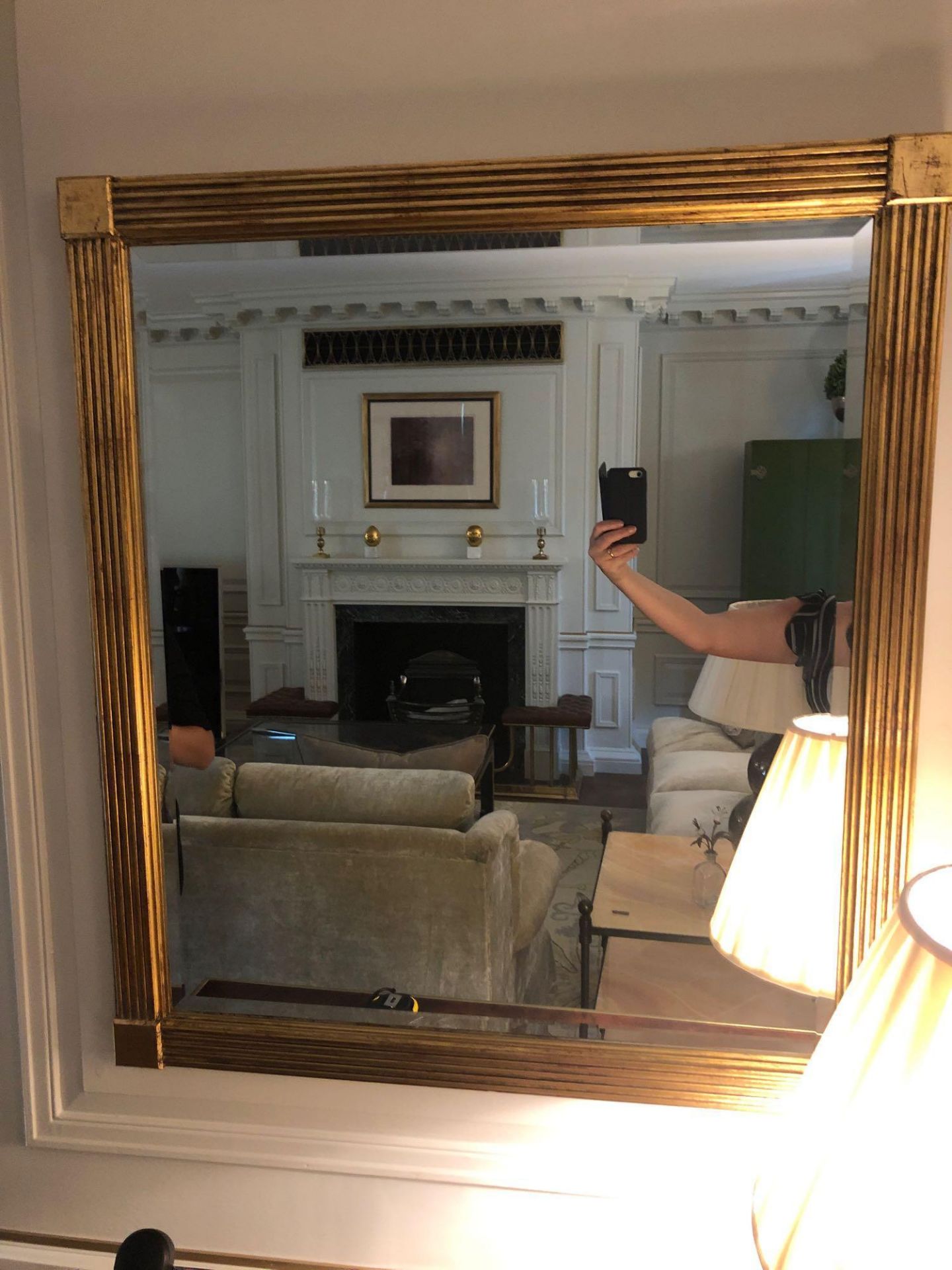 Empire Style Gold Painted Framed Accent Mirror 90 x 80cm (Room 206/7)