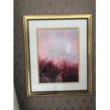 Abstract Lithograph Flame Clouds Framed 71 x 86cm (Room 237)