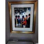 Framed Lithographic Print Illustrating A Jockey Talking To Gentleman In Morning Dress At Ascot